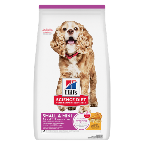 Adult 11+ Small & Mini Chicken, Brown Rice & Barley Recipe Dog Food Packshot