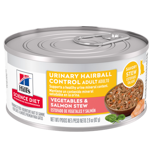 Adult Urinary Hairball Control Vegetables & Salmon Stew Cat Food Packshot