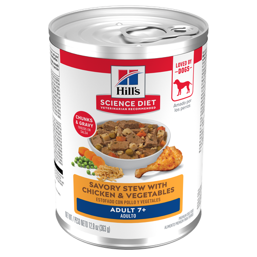 Adult 7+ Savory Stew with Chicken & Vegetables Dog Food Packshot