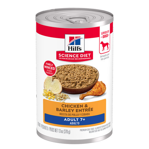 Adult 7+ Chicken & Barley Entrée Dog Food Packshot