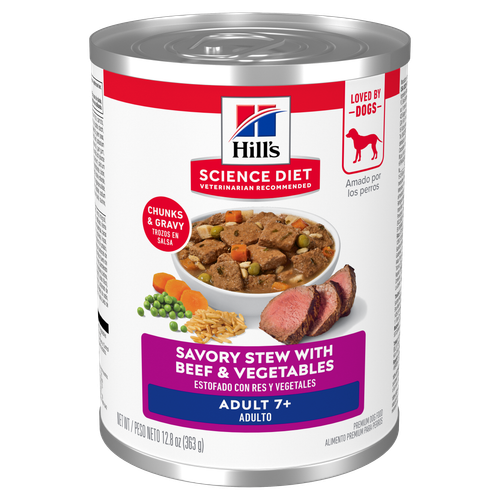 Adult 7+ Savory Stew with Beef and Vegetables Dog Food Packshot