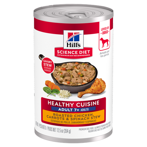 Adult 7+ Healthy Cuisine Roasted Chicken, Carrots & Spinach Stew Dog Food Packshot