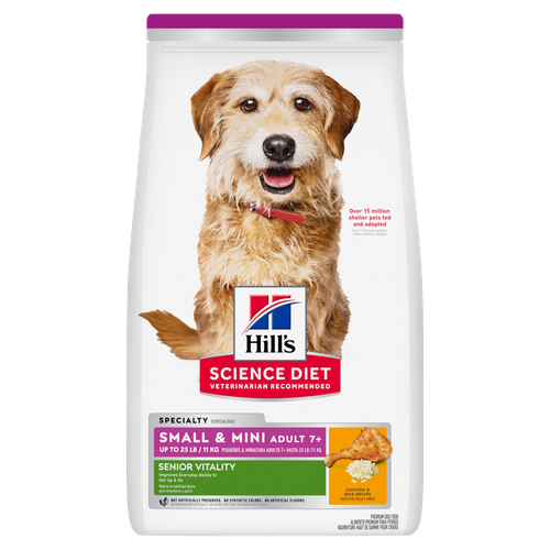 Adult 7+ Senior Vitality Small & Mini Chicken & Rice Recipe Dog Food Packshot