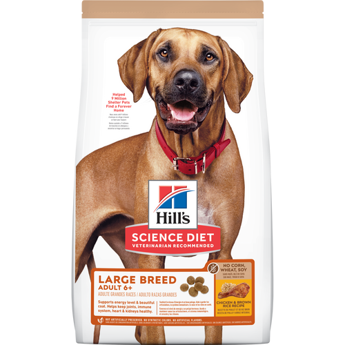 Adult 6+ Large Breed No Corn, Wheat, Soy Chicken & Brown Rice Recipe dog food Packshot