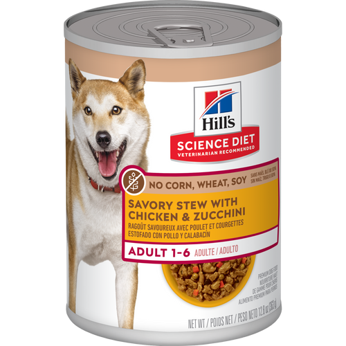 Adult No Corn, Wheat, Soy Savory Stew with Chicken & Zucchini Dog Food Packshot