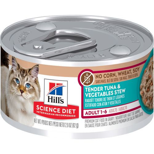 Adult No Corn, Wheat, Soy Tender Tuna & Vegetables Stew cat food Packshot