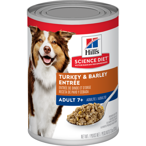 Adult 7+ Turkey & Barley Entrée Dog Food Packshot